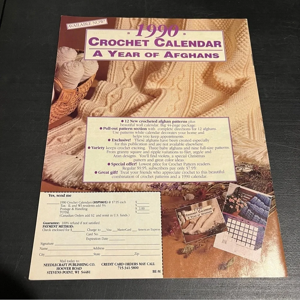 VTG 80’s Crochet Patterns by Herrschners Magazine July/Aug 1989 ~ 17 Projects